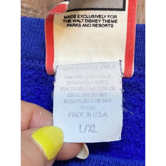 Vintage 90s Walt Disney Mickey Mouse Neon Sweatshirt L/XL - Picture 4 of 7